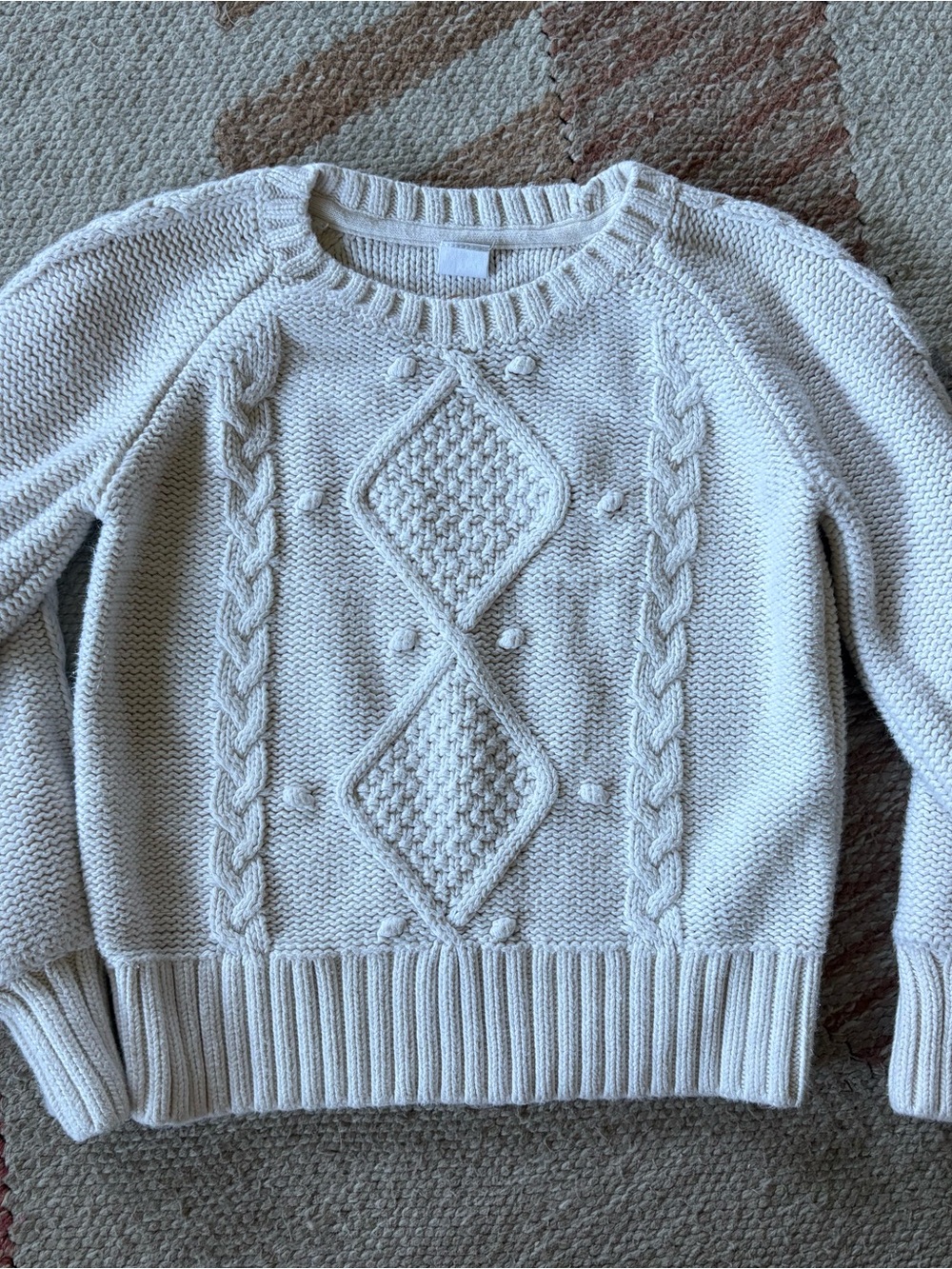 Baby Gap Boys White Cable-Knit Sweater Classic Crewneck Size 5T